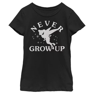 Футболка для девочек Peter Pan Never Grow Up, черная