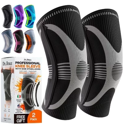Бандаж для колена dr. brace elite 2 шт компрессионный, серебристый