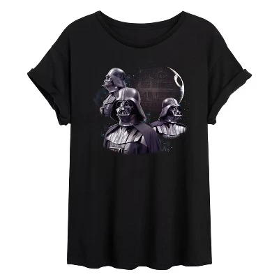 Women's -  - Darth Vader Death Star Oversized Graphic T-Shirt black