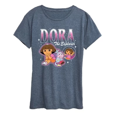 Женская футболка Dora с принтом, меланжево-голубая