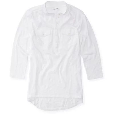 Женская однотонная рубашка Popover Henley