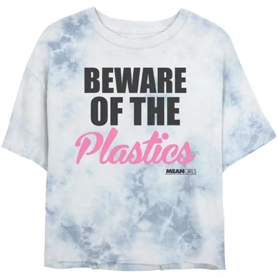 Многоцветная укороченная футболка Junior's Beware of the Plastics с цитатой