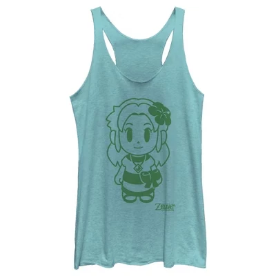 Женская спортивная майка Legend of Zelda's Awakening от Marin Avatar Racerback синего цвета