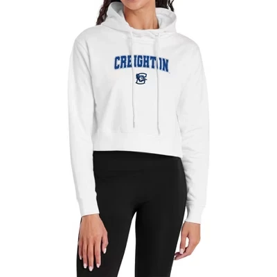Женская укороченная толстовка с капюшоном и логотипом Creighton University Arch, пуловер с капюшоном белого цвета