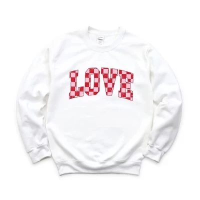 Женская толстовка с рисунком Distressed Love белого цвета в клетку
