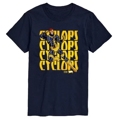 Мужская футболка X-Men Cyclops Color Box с коротким рукавом и графическим рисунком темно-синего цвета.
