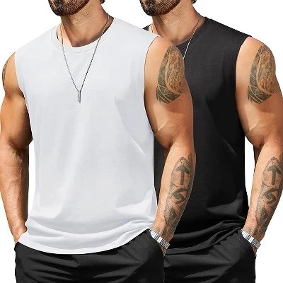 Men's Tank Top Cotton Workout Sleeveless Muscle T Shirts Casual Summer Tank Shirts multicolor