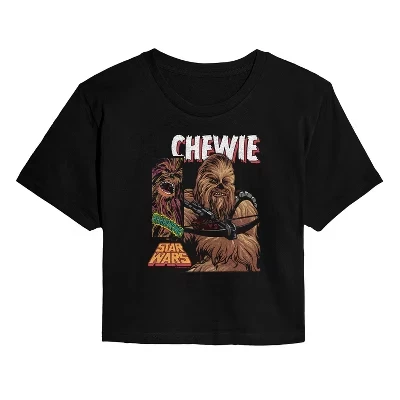 Женская укороченная футболка с рисунком Chewie Boxes, черная