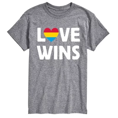Мужская футболка с коротким рукавом Love Wins с графическим рисунком athletic heather