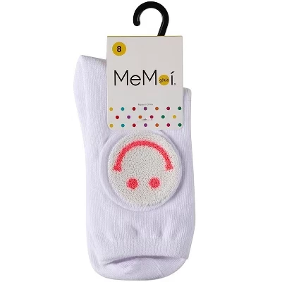 Носки Memoi Girls' Fuzzy Smiley Face Crew розовые