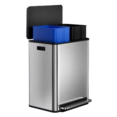 Мусорное ведро coolmee 60 л, нержавеющая сталь, серебристое