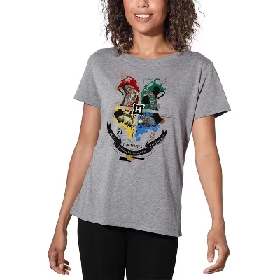 Женская свободная футболка Athletic Heather с эмблемой Хогвартса Magicial Mischief Level Up Crest
