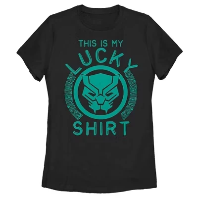 Women's  St. Patrick's Day Black Panther Lucky Shirt T-Shirt black