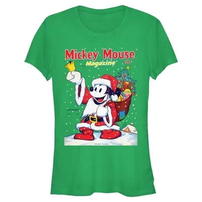 Женская футболка Mickey Mouse «Санта», зеленая