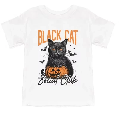 Black Cat Social Club Pumpkin - Молодежная футболка с коротким рукавом и футболка с рисунком для малышей белого цвета
