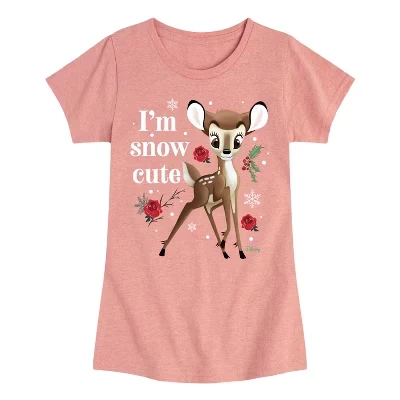 Футболка для девочек Disney Bambi «Снежная милашка», розовая