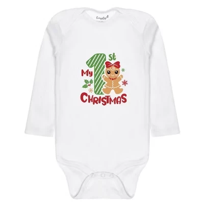 Рождественская коллекция My First Christmas Gingerbread Girl Baby Onesie – Боди с графическим принтом. белый