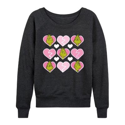 Женский лонгслив The Grinch Broken Heart Grid, серый меланж