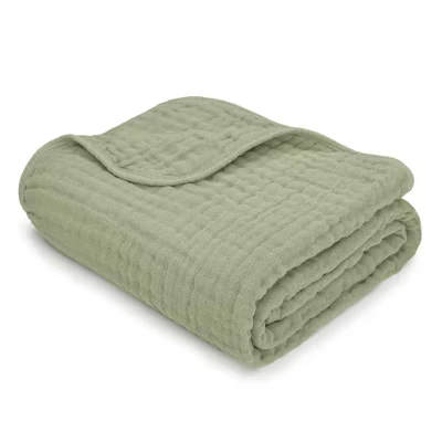 Детский муслиновый плед Comfy Cubs 40″×40″, шалфей