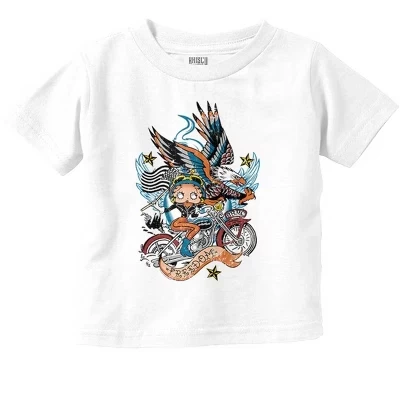 Футболка Betty Boop Biker American Eagle для маленьких девочек лицензионного белого цвета