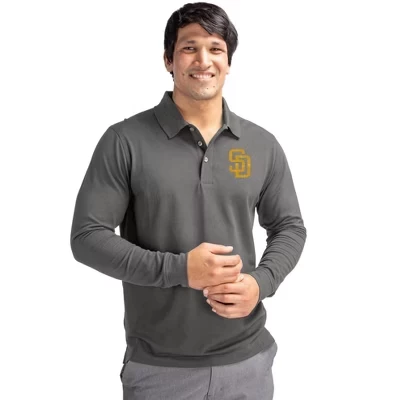 Мужское поло с длинным рукавом в стиле пике San Diego Padres Advantage Eco Tri-Blend elemental серого цвета