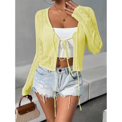 Женский кардиган Yesfashion ручной вязки, желтый