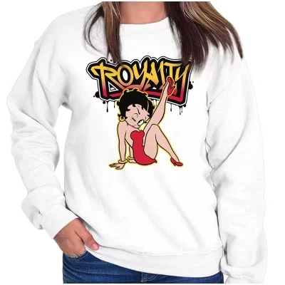 Женская толстовка с круглым вырезом из мультфильма Betty Boop Royalty Paint Drip лицензионного белого цвета