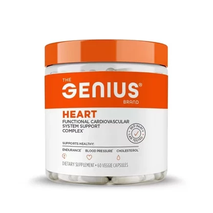 Genius Heart - Поддерживает приток крови и кислорода - С экстрактом виноградных косточек и другими ингредиентами - 60 растительных таблеток, 30 порций