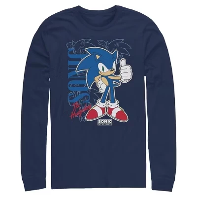 Мужской лонгслив Sonic, большой палец вверх, синий