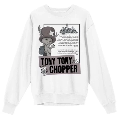 (В прямом эфире) Толстовка Tony Tony Chopper для взрослых, белая, с круглым вырезом и коротким рукавом, белая