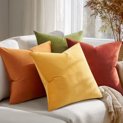 Бархатные чехлы Topfinel на подушки, 4 шт., желтые