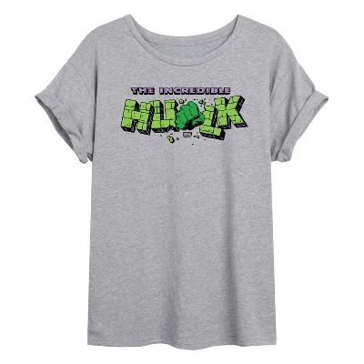 Женская футболка Marvel Халк, оверсайз, серая