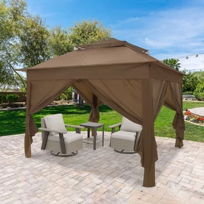 Шатер EAGLE PEAK 3,35×3,35 м, 4 стенки, коричневый