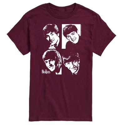 Мужская футболка с коротким рукавом и графическим рисунком John Paul George Ringo Face Grid темно-бордового цвета