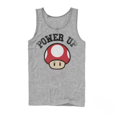 Мужская классическая майка Power Up Mushroom без рукавов athletic heather
