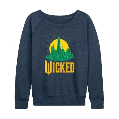 Женская легкая махровая рубашка Emerald City с широким вырезом и длинным рукавом с графическим рисунком heather indigo