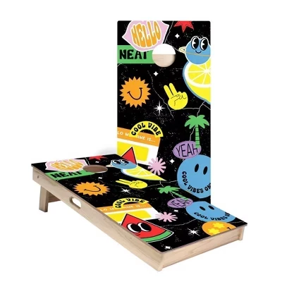 Ретро-наклейки для досок Cornhole Boards | Включает в себя (2) доски, дополнительные сумки и аксессуары со светодиодной подсветкой