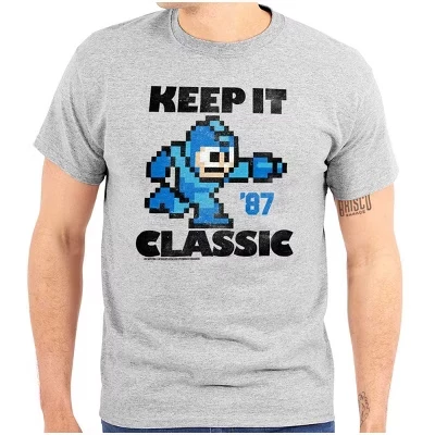 Mega Man Сохрани классическую игровую графическую футболку 80-х годов для мужчин или женщин с лицензией