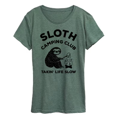 Женская футболка с коротким рукавом Sloth Camping Club с графическим рисунком heather juniper