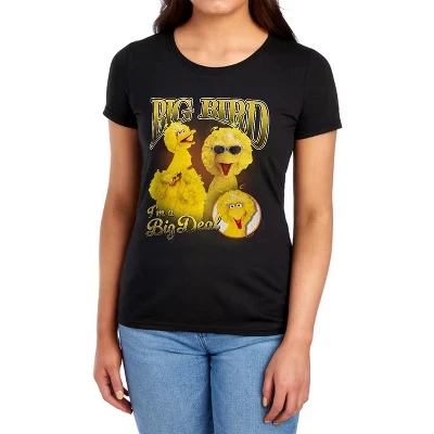 Женская футболка в стиле бутлега Big Bird, черная