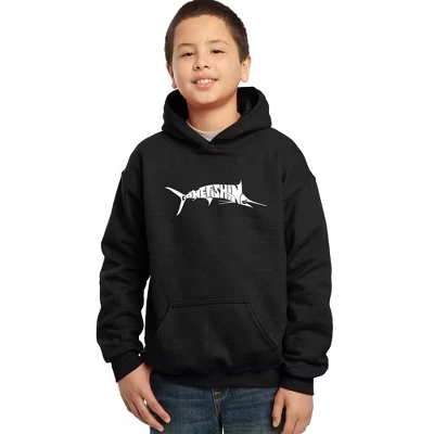 Толстовка с капюшоном Marlin - Gone Fishing - Boy's Word Art черного цвета