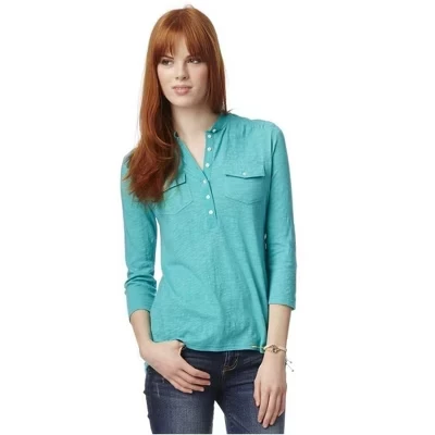 Женская однотонная рубашка Popover Henley