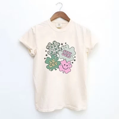 Женская окрашенная футболка с коротким рукавом Stay Gold Lucky Shamrocks