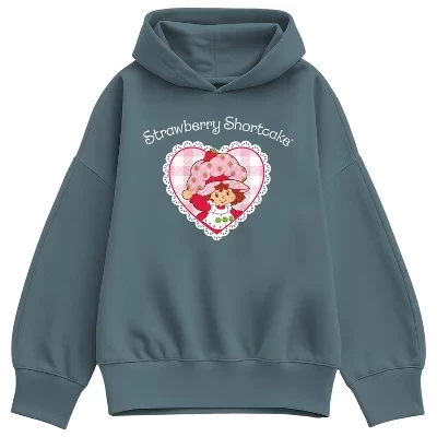 Женская толстовка с капюшоном из флиса оверсайз Coquette Heart синего цвета