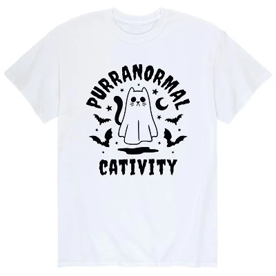 Мужская футболка с коротким рукавом и рисунком Призрака Purranormal Cativity Ghost на Хэллоуин, белая