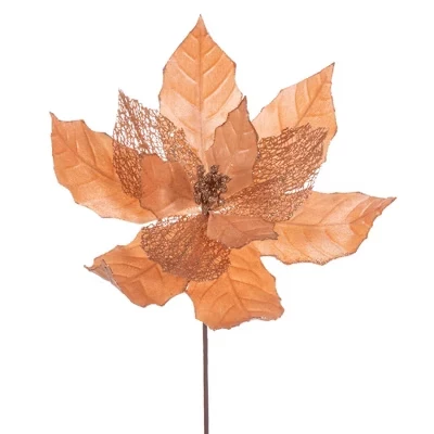 Искусственная пуансеттия Vickerman 28 см, розовое золото
