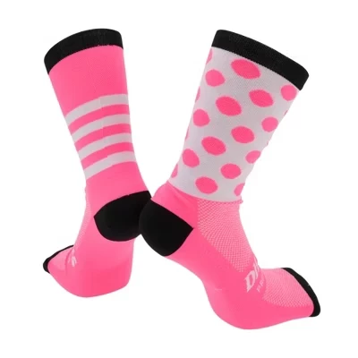 Cycling Athletic Socks Sweat-Absorbent Anti-Odor Anti-Friction Outdoor Nylon Neutral and Universal 1 Pair black, pink