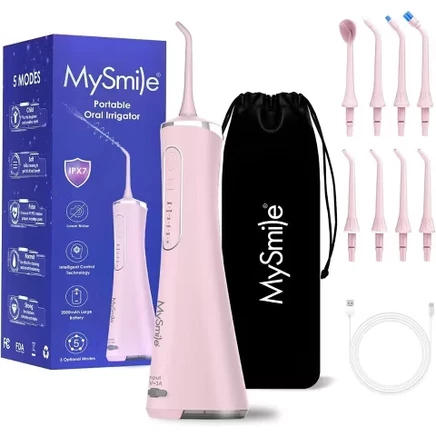 LP211 Cordless Water Flossers for Teeth, 260ML Reservoir, 5 Cleaning Modes, 8 Jet Tips pink
