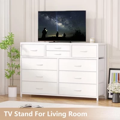 Тумба под ТВ TROPOW с 10 ящиками для 55″ ТВ, белая
