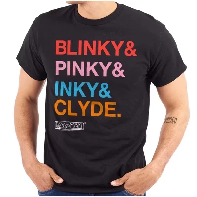 Футболка с графическим рисунком PACMAN Ghosts Blinky Pinky Inky Clyde, мужская или женская лицензионная черная